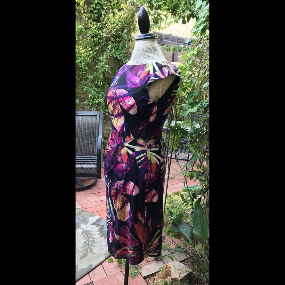 Suzy Chin For Maggie Boutique Stunning & Colorful Foliate Print Dress Sz…